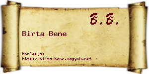 Birta Bene névjegykártya